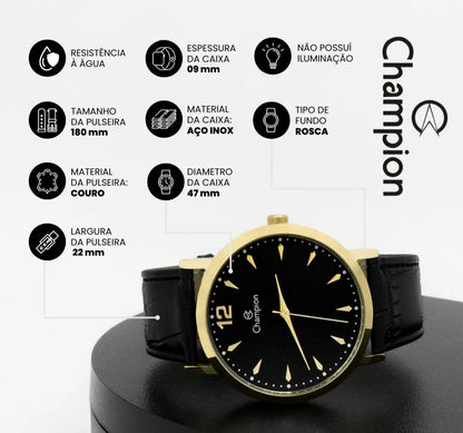 Relógio Champion Original Pulseira couro